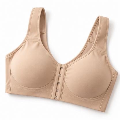 EasyReach front-closure wire-free bra in Beige