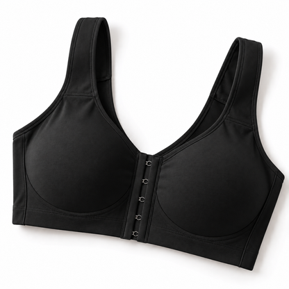 EasyReach front-closure wire-free bra in Black