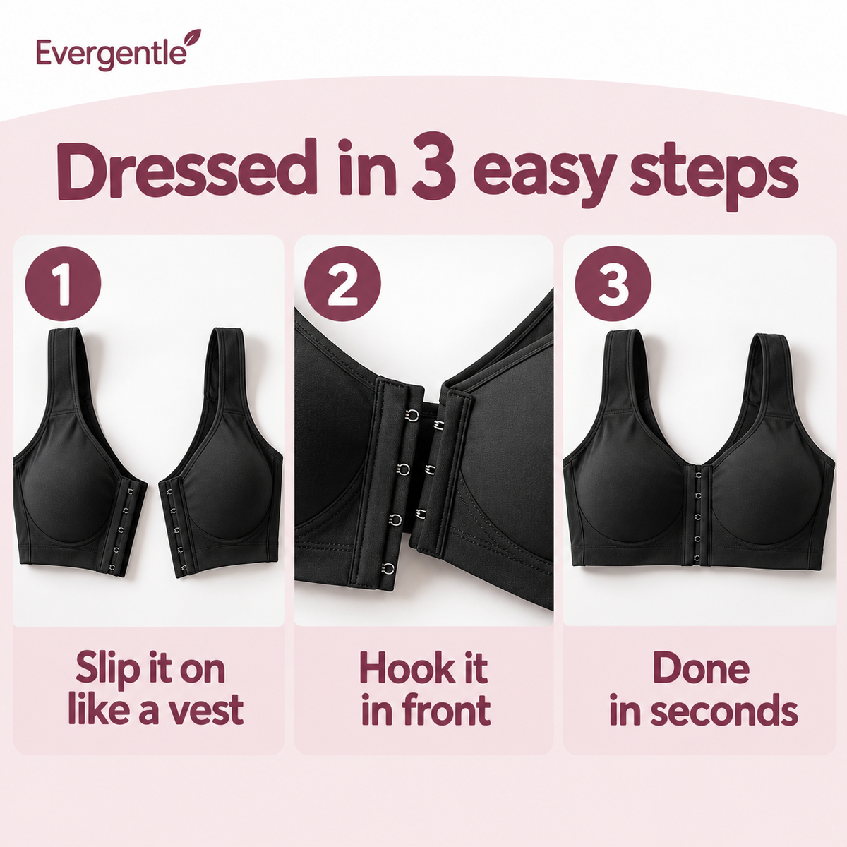 How the front-closure bra works in 3 easy steps