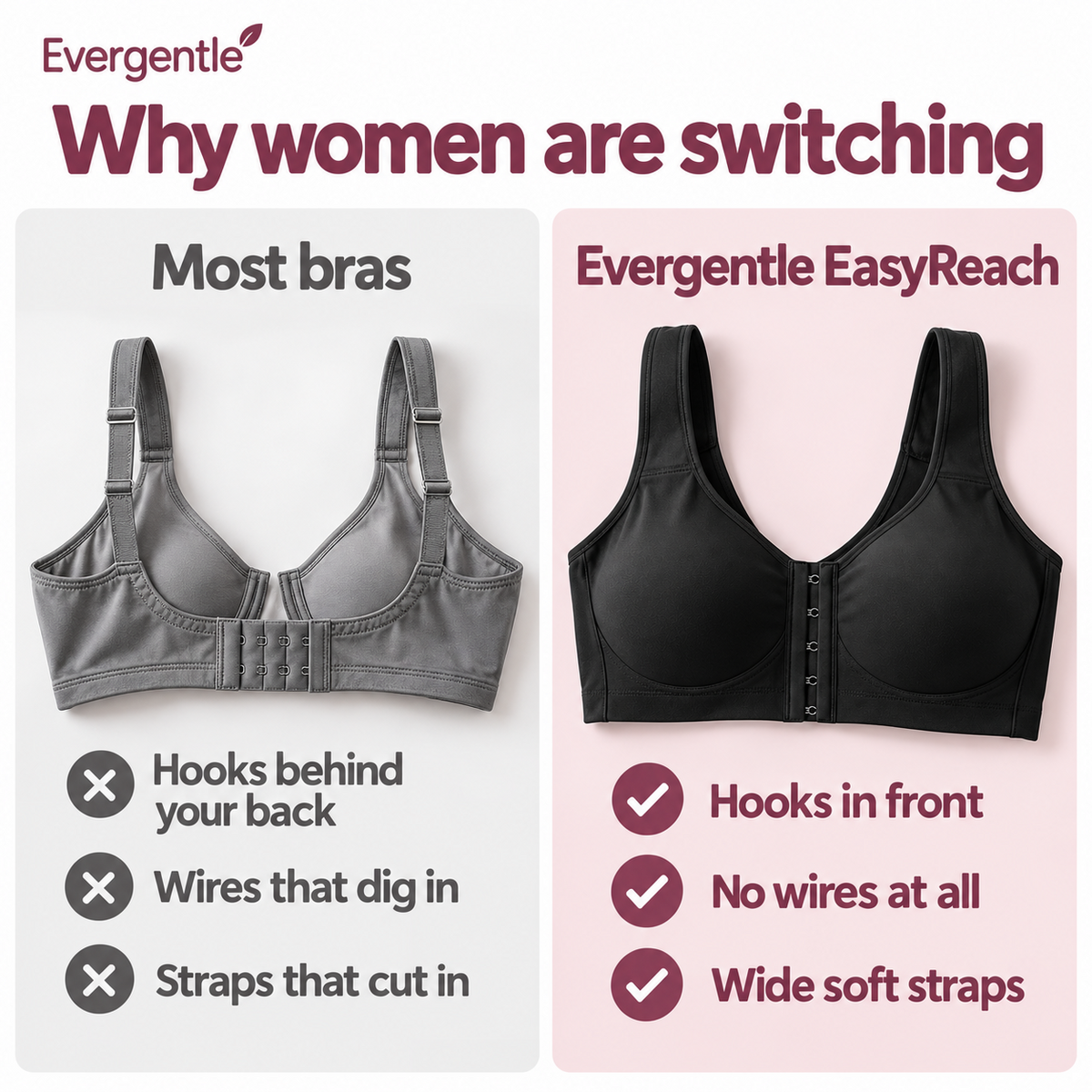 Front hooks and no wires vs a regular back-hook underwire bra